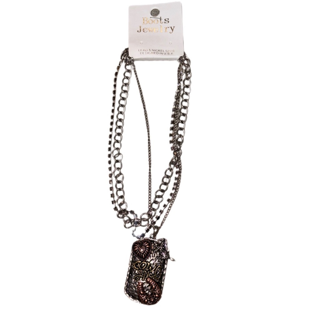 Boots Jewelry Cowgirl Western Multi-Chain Pendant Necklace Boots Jewelry NWT